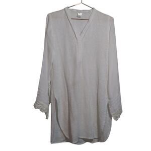 Sheep Clothing Elegant White Tunic with Lace Trim Natural Size S